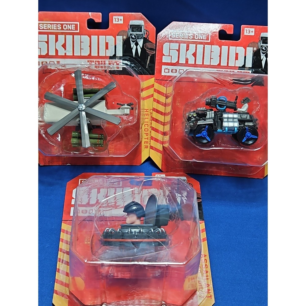 3 Skibidi Toilet Series 1 Diecast 1:64 Helicopter Assailant Astro Laser Tank NEW